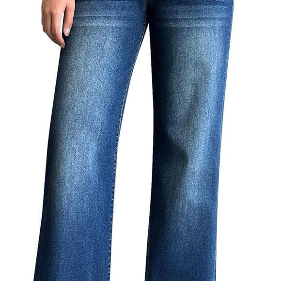 Chic Women's Baggy Wide Leg Jeans - Flattering High-Waisted Design in Medium - Picture 1 of 5